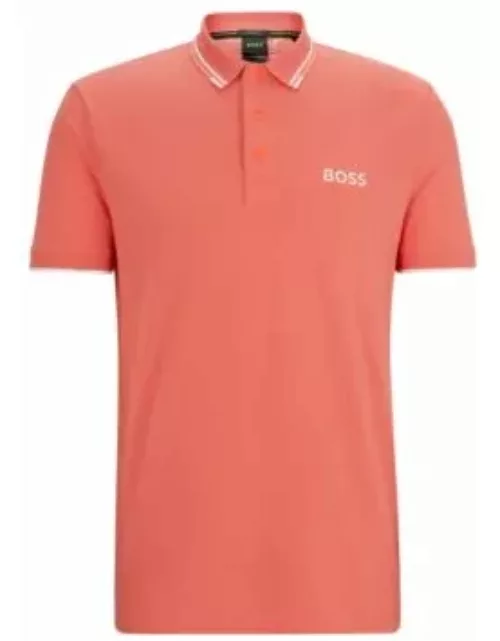 Polo shirt with contrast logos- Light Red Men's Polo Shirt