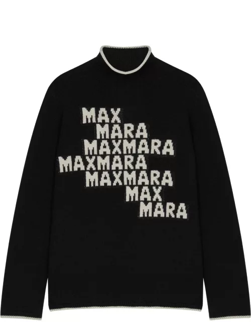 S Max Mara Kir Logo-intarsia Wool Jumper - Black - L (UK14 / L)