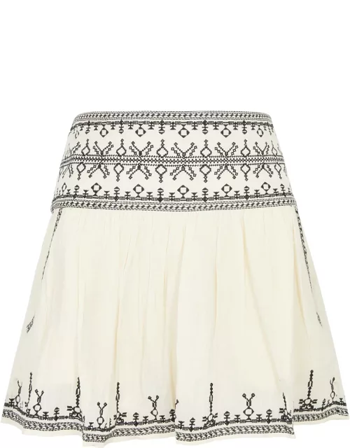 Isabel Marant étoile Picadilia Embroidered Cotton Mini Skirt - Ecru - 38 (UK10 / S)