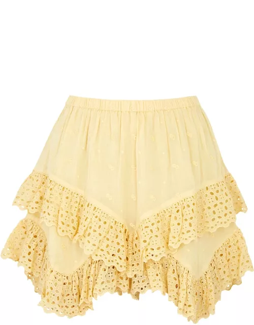 Isabel Marant étoile Sukira Ruffled Cotton Mini Skirt - Yellow - 40 (UK12 / M)