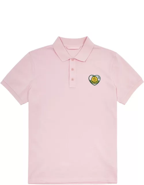 Moncler Heart Logo Piqué Cotton Polo Shirt - Pink