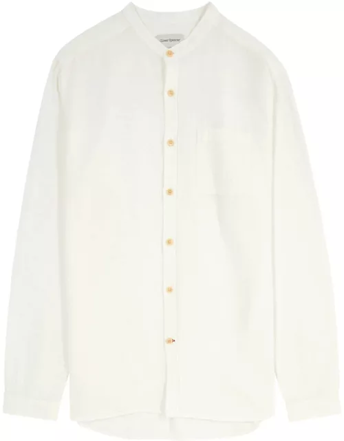 Oliver Spencer Grandad Linen-blend Shirt - Cream - 38 (C15 / S)