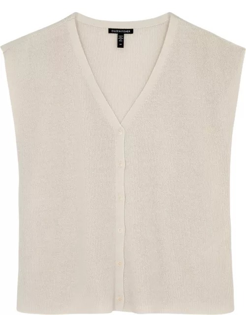 Eileen Fisher Knitted Cotton top - Off White - L (UK 18-20 / XL)
