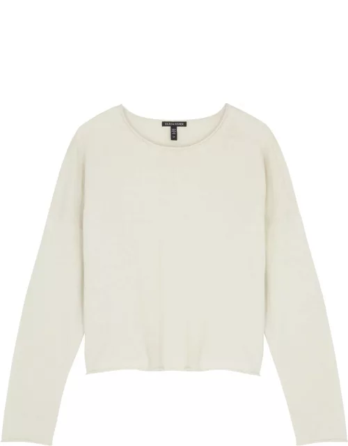 Eileen Fisher Knitted Cotton Jumper - Off White - L (UK 18-20 / XL)