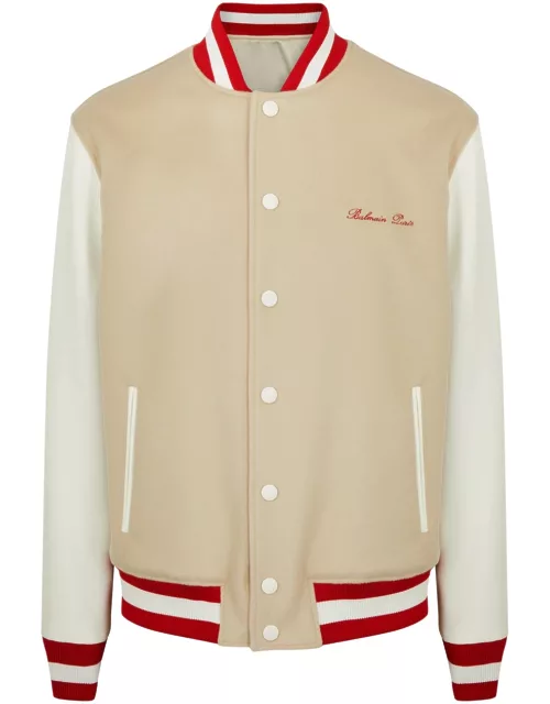 Balmain Panelled Wool Varsity Jacket - Cream - 46 (IT46 / S)