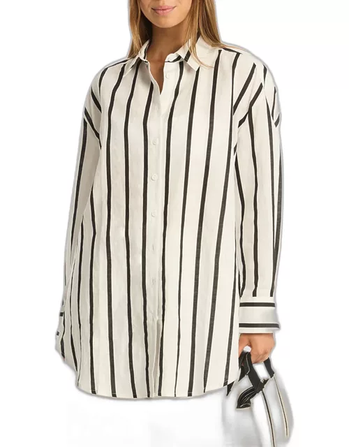 Corfu Striped Button-Front Shirt