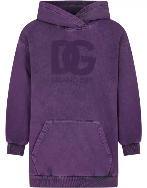 Dolce & Gabbana Purple Casual Dress With Logo