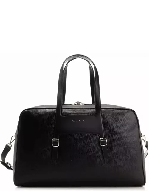 Santoni Blue Leather Travel Bag