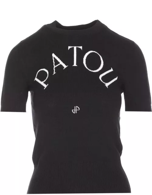 Patou Logo Intarsia-knit Short Sleeved Jumper