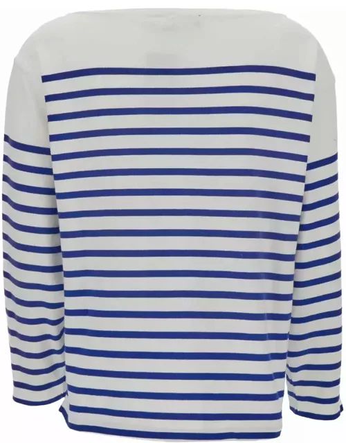 Polo Ralph Lauren White Boat Neck Long Sleeve T-shirtin In Cotton Woman