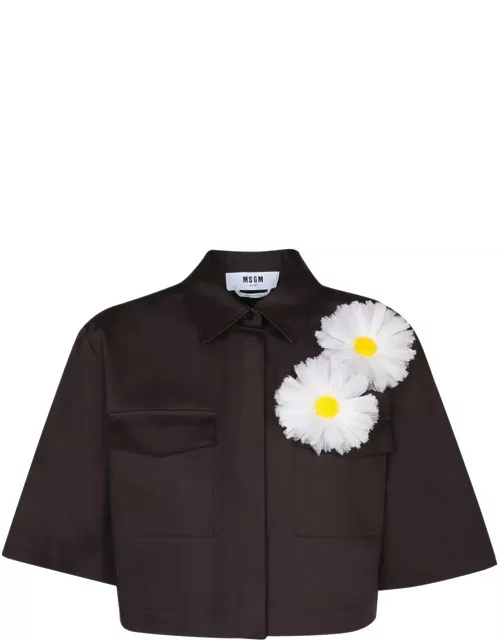 MSGM Floral Detailed Cropped Shirt