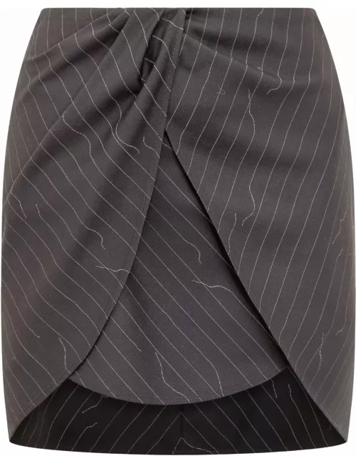 Off-White Pinstripe Twist Skirt
