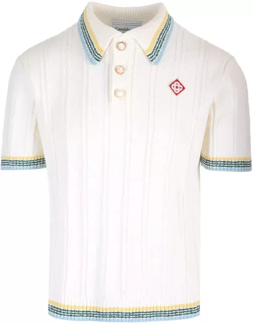 Casablanca Ribbed Knit Polo Shirt