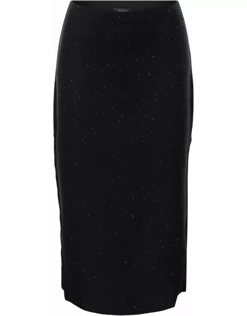 Fabiana Filippi Cotton And Linen Pencil Skirt With Micro Sequin