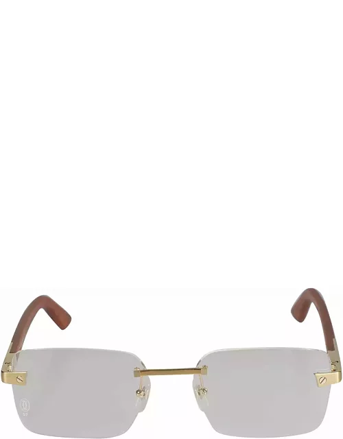 Cartier Eyewear Rimless Rectangular Lense Glasse