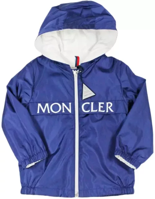 Moncler Erdvile Jacket In Light Nylon With Hood And Zip Closure With Logo Printed On The Chest, Internally Lined In Jersey.