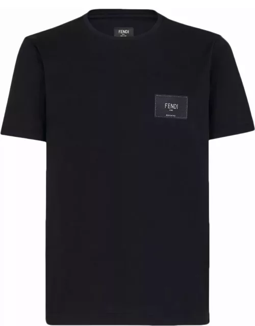 Fendi T-shirt With Leather Logo Patch