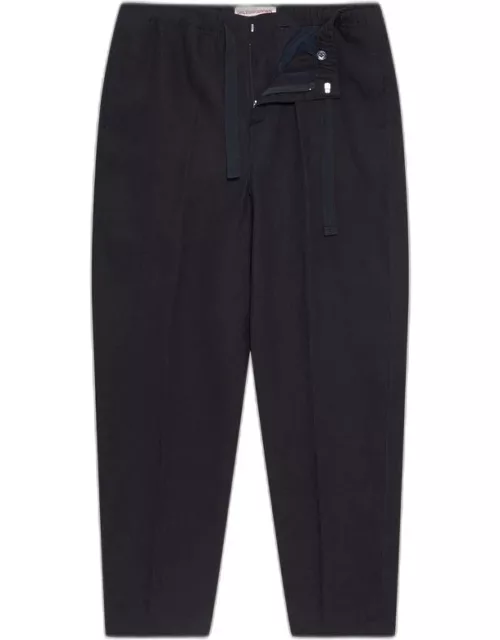 Alex Linen - Relaxed Fit Italian Linen Drawcord Zip Fly Trousers In Night Iris Blue