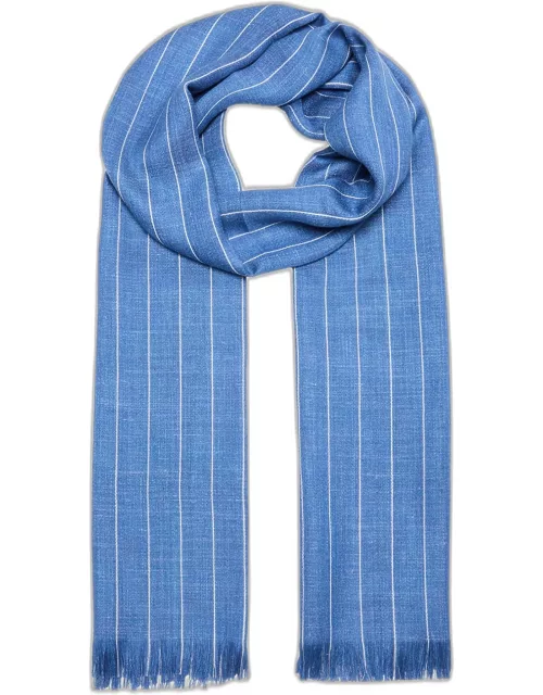 Men's Silk-Wool Blend Stripe Scarf