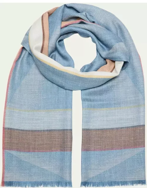 Men's Silk-Wool Blend Multicolor Scarf