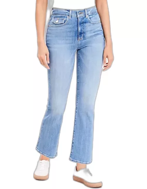 Loft Curvy Flap Coin Pocket High Rise Kick Crop Jeans in Luxe Medium Wash