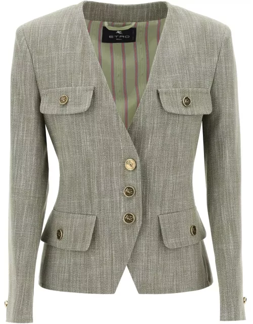 ETRO fitted jacket with padded shoulder