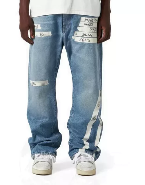Straight denim jeans with tape detail