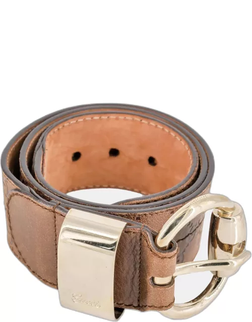 Gucci Brown Leather Guccissima Wide Buckle Belt