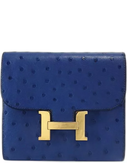 Hermes Blue Ostrich leather Constance Wallet