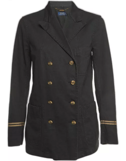 Polo Ralph Lauren Black Denim Double Breasted Officer's Jacket