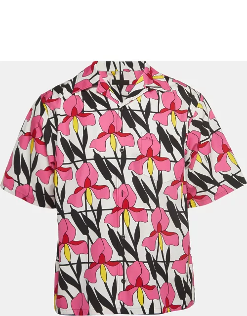 Prada Multicolor Floral Print Cotton Bowling Shirt