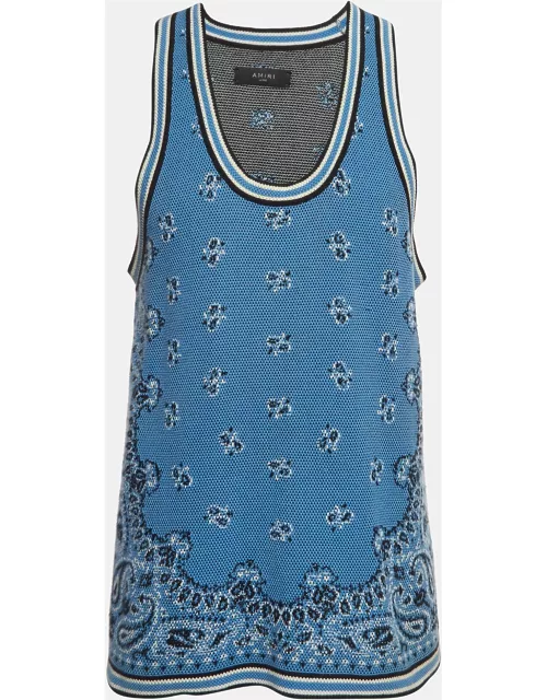Amiri Blue Bandana Print Knit Sleeveless Tank Top