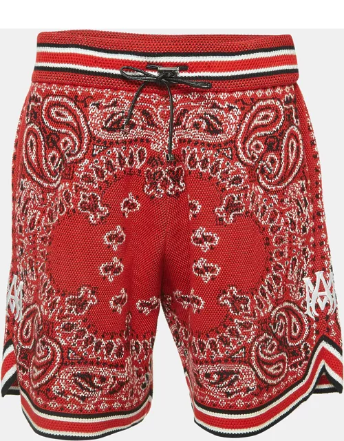 Amiri Red Bandana Print Knit Shorts