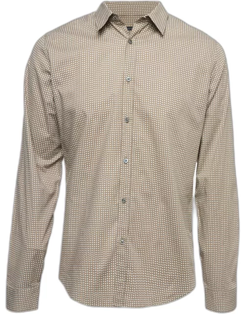 Gucci Brown Triangle Print Cotton Full Sleeve Shirt