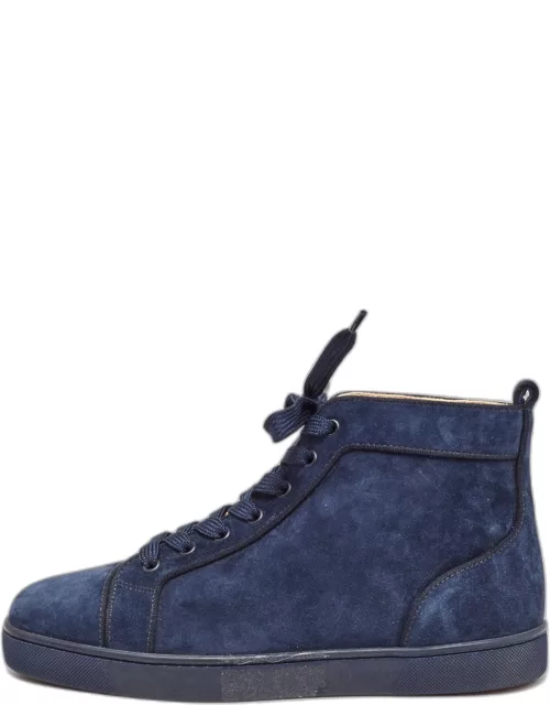 Christian Louboutin Navy Blue Suede High Top Sneaker