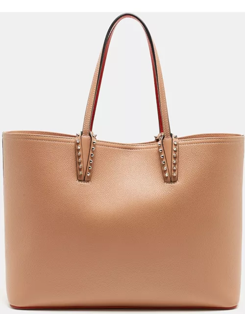 Christian Louboutin Beige/Red Leather and Rubber Cabata Tote