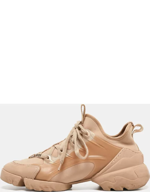 Dior Beige PVC and Leather D-Connect High Top Sneaker