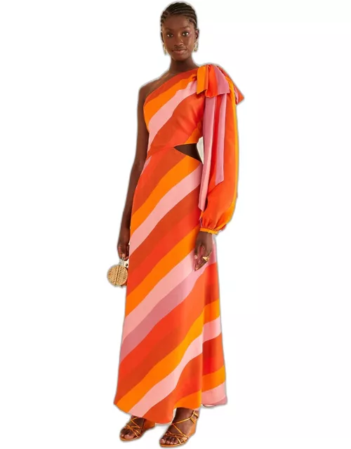 Party Stripes Multicolor One Shoulder Maxi Dress, PARTY STRIPES MULTICOLOR /