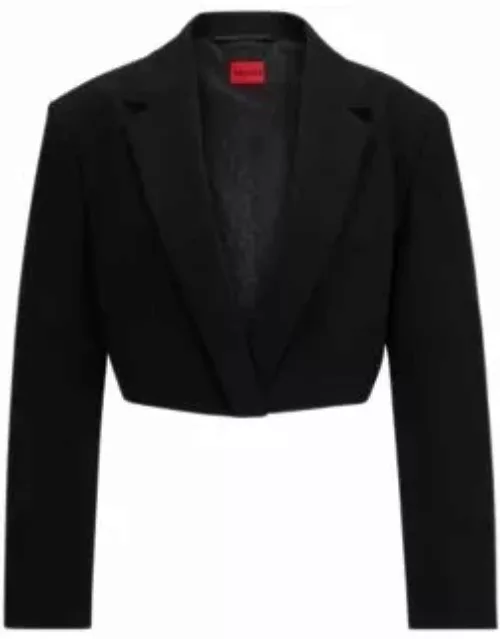 Cropped regular-fit jacket with fringe trims- Black Women's Cropped Jacket