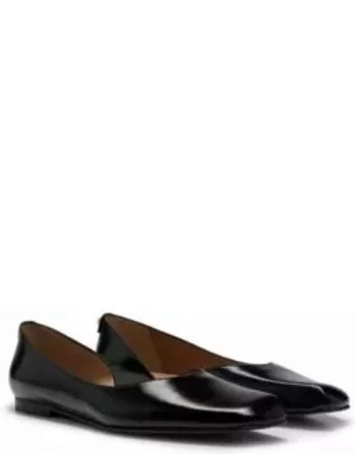 Ballerina flats in leather with asymmetric design- Black Women's Special Occasion