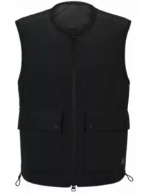 Water-repellent zip-up gilet with stacked-logo badge- Black Men's Casual Jacket