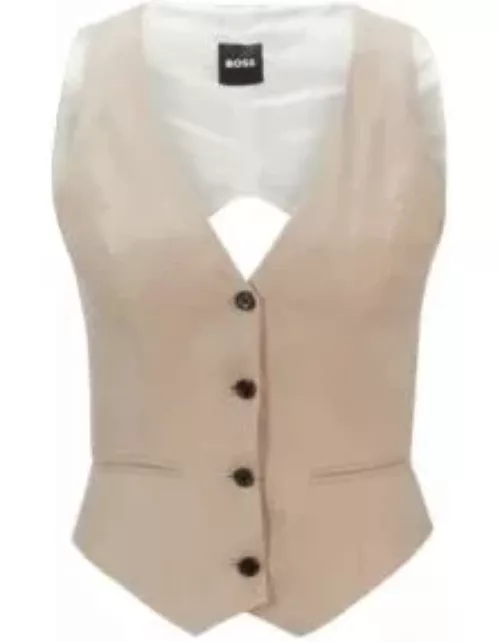 Slim-fit waistcoat with cut-out back- Light Beige Women's Cropped Jacket