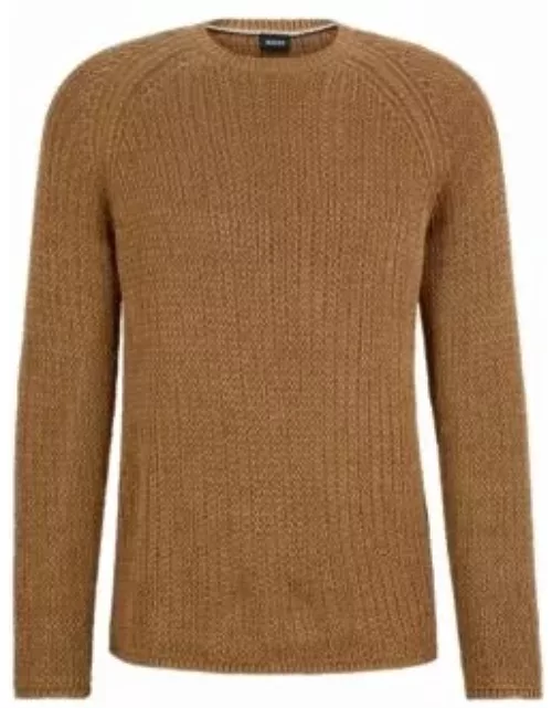Loop-structure sweater in cotton-tape yarn- Beige Men's Sweater