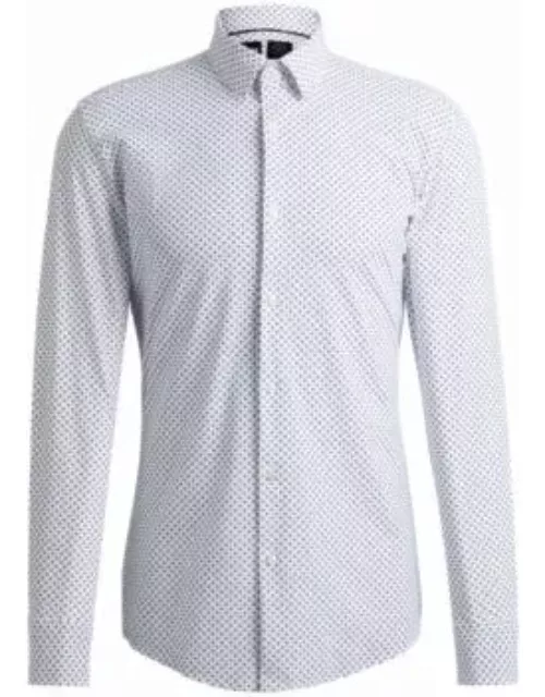 Slim-fit shirt in printed performance-stretch material- White Men's Shirt