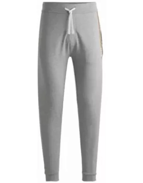Cotton-terry tracksuit bottoms with stripes and logo- Grey Men's Loungewear