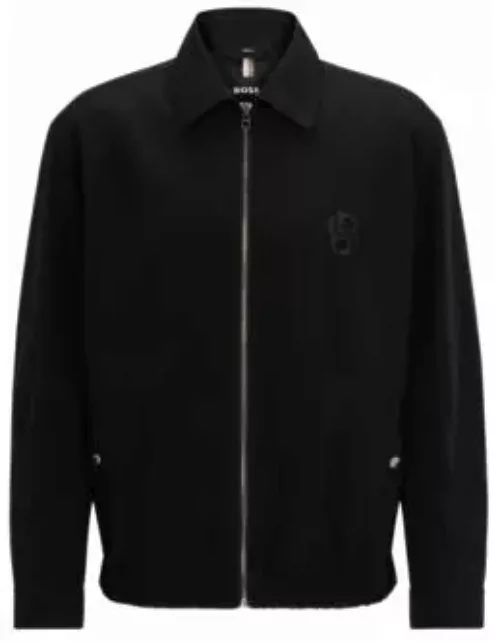Regular-fit water-repellent jacket with double monogram- Black Men's Casual Jacket