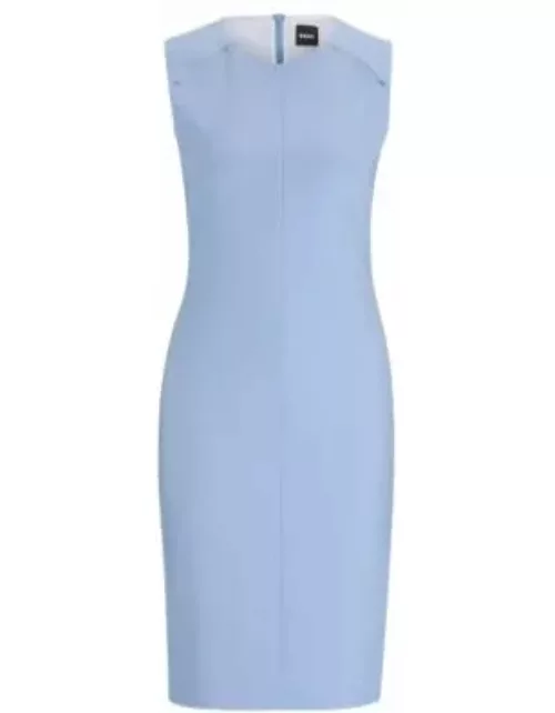 Sleeveless dress with cut-out details- Blue Women's Business Dresse