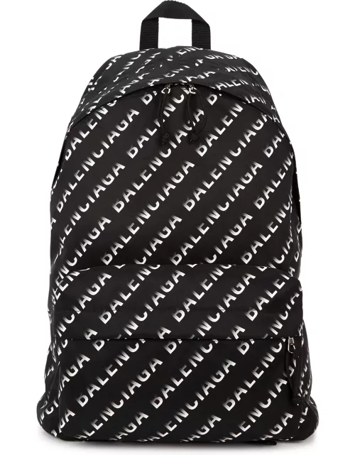 Balenciaga Wheel Logo-print Nylon Backpack - Black And White
