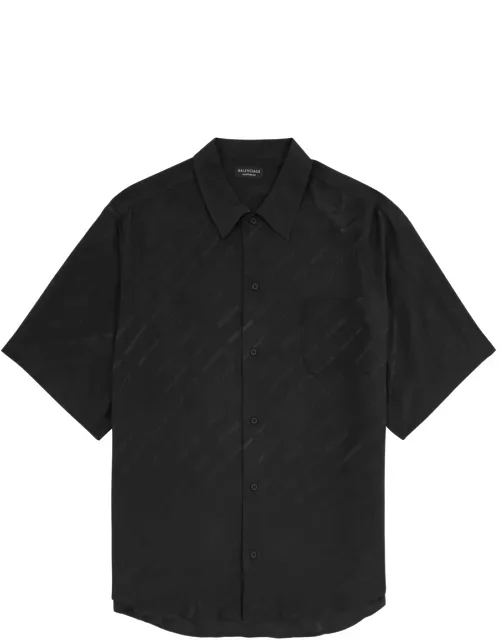 Balenciaga Logo-jacquard Silk Shirt - Black - 38 (C15 / S)