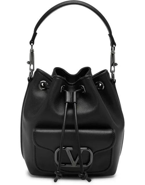 Valentino Garavani Locò Small Leather Bucket bag - Black